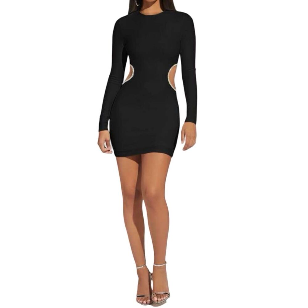 SHEIN BAE Black Cut Out Waist Bodycon Dress Size 4